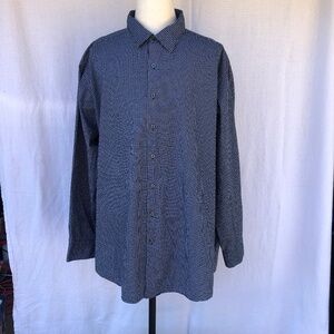 Claiborne Men’s 4XLT Blue Cotton Button Down Shirt Geometric Print Long Sleeve